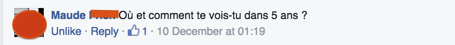 Question Fb - Moi dans 5 ans | Je me casse